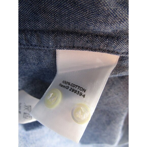 LL Bean Top 0 Signature Shirt Chambray Aztec Button Down Flap Pocket - Picture 10 of 11